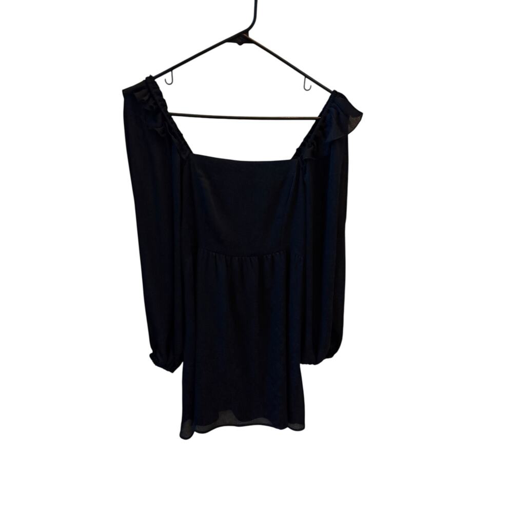 Altar’d State Black Puff Sleeve Dress Medium Square Neck Romantic